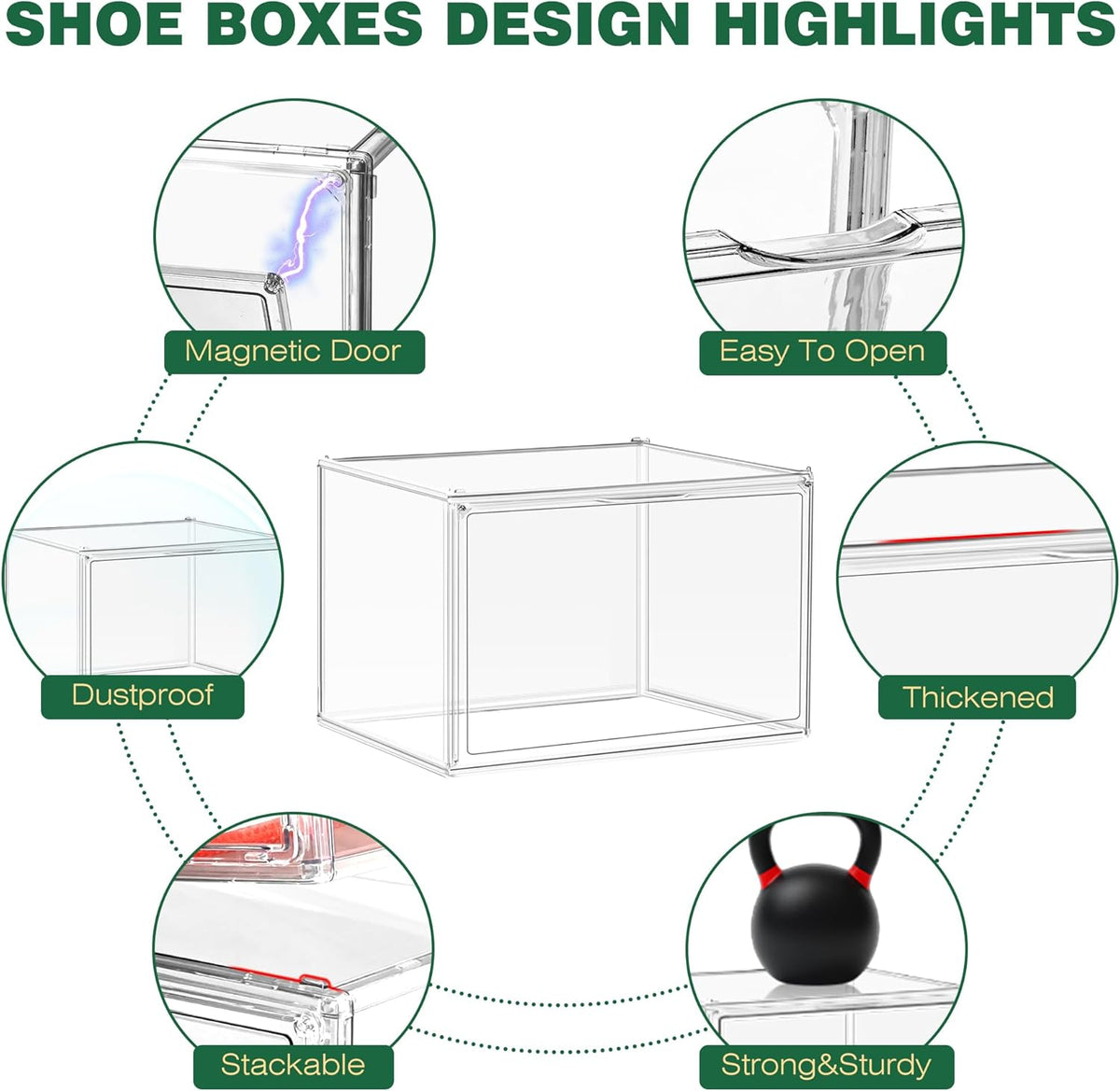 12 Pack Thicken Shoe Rack Organizer for Closet Acrylic Shoe Box with Magnetic Door Sneaker Display