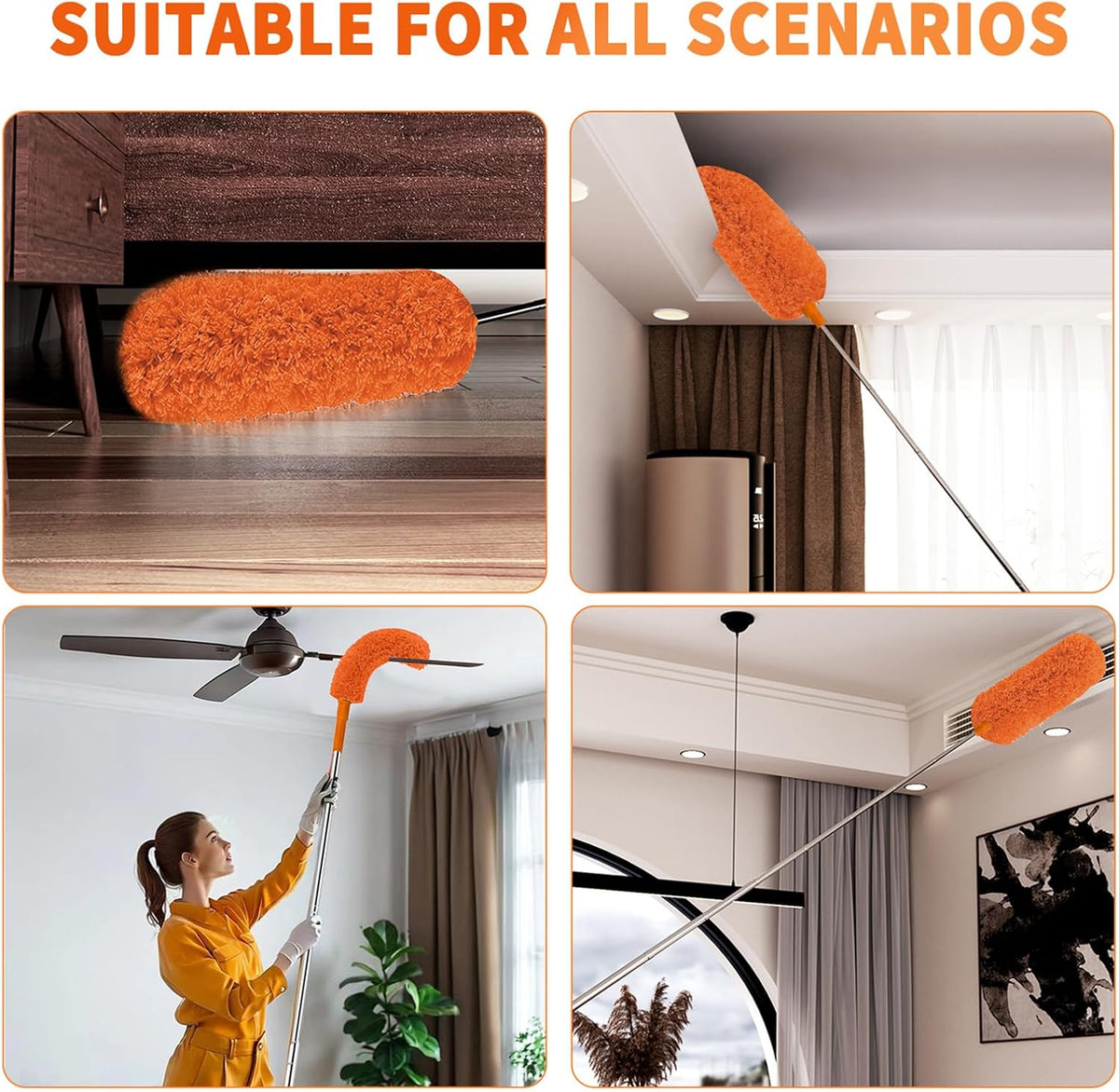 Cobweb Duster with Extension Pole,Cleaner Outdoor 110" Telescoping Extended Sspider Brush, Dusting