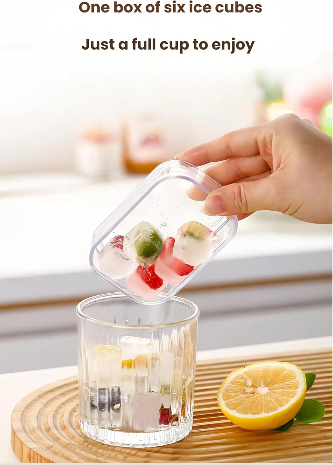 3-pack mini ice cube tray with lid and bin - 6-cubes each,easy remove and stackable, small ice cube
