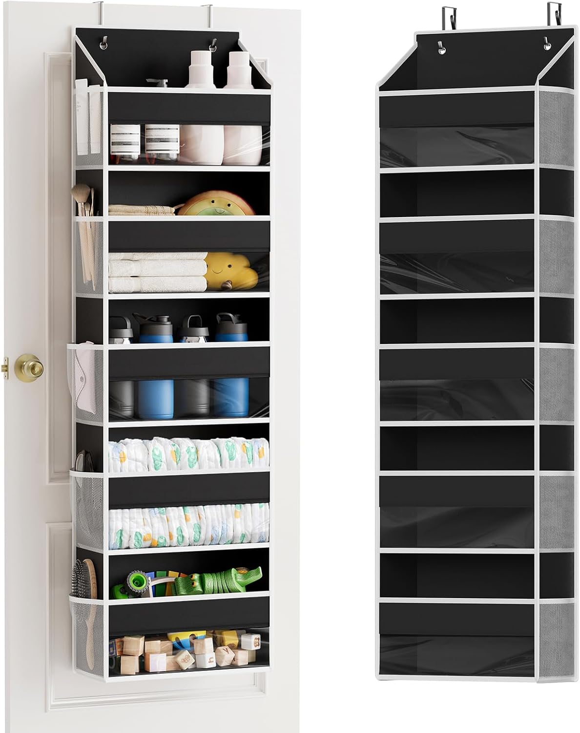 SpaceAid 1 Pack Over The Door Organizer with 5 Large Pockets and 10 Mesh Side Pockets, 5 Layers