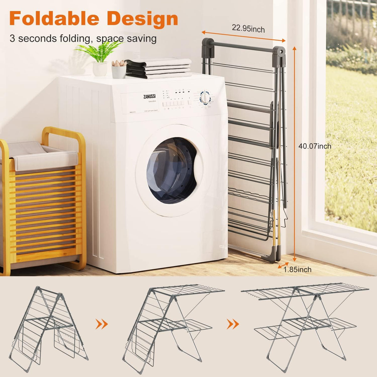 Bigzzia Clothes Drying Rack Foldable, 2-Level Large Laundry Drying Rack Collapsible, Stainless