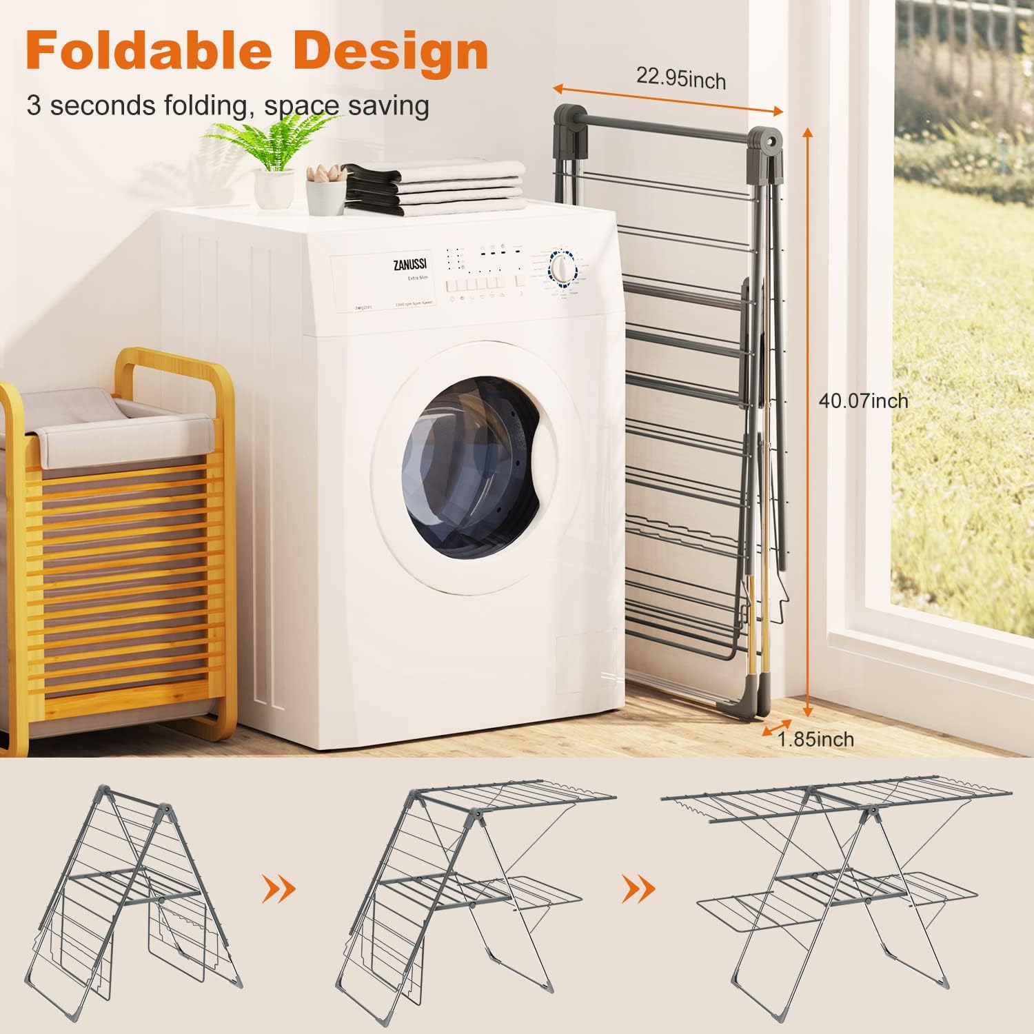 Bigzzia Clothes Drying Rack Foldable, 2-Level Large Laundry Drying Rack Collapsible, Stainless