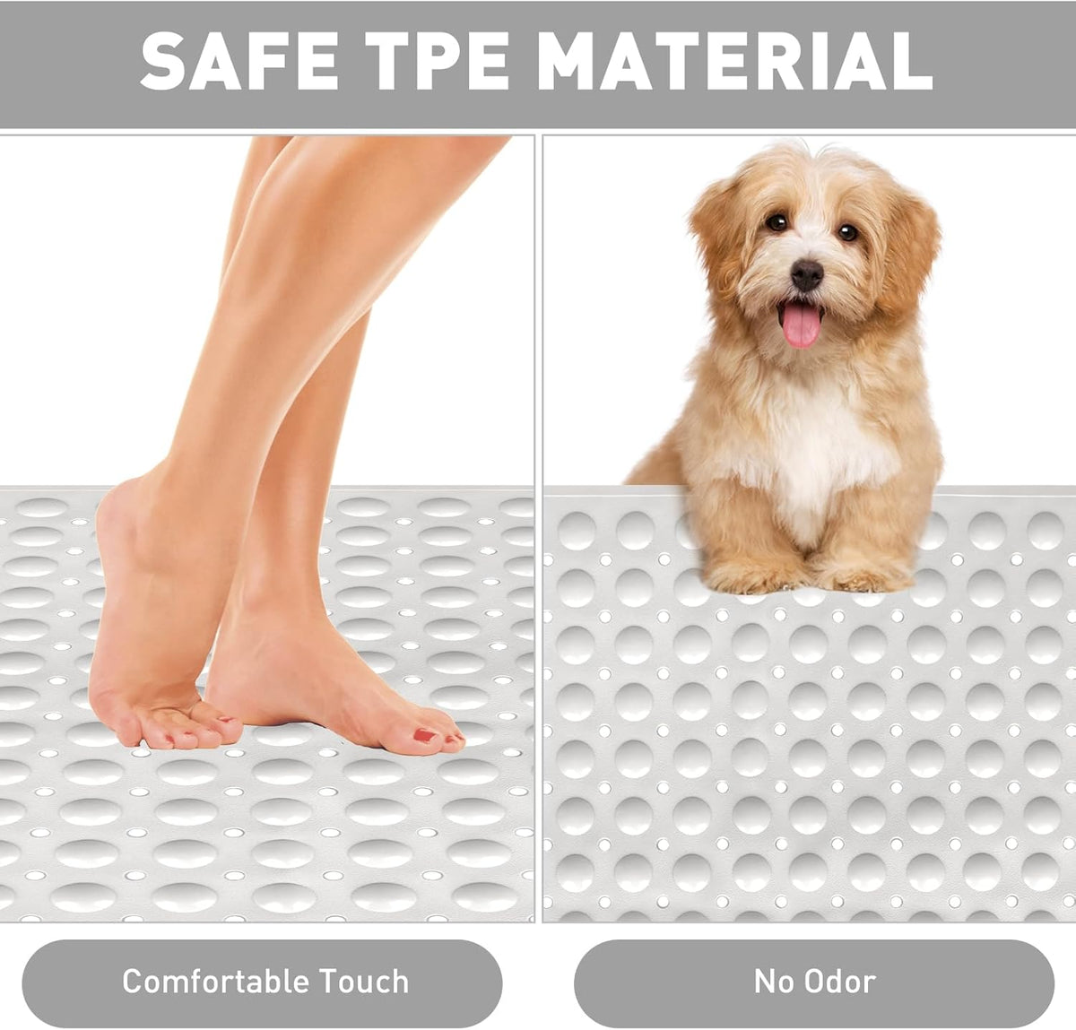 Shower Mat Non Slip: 35.4 x 23.6 Inch Extra Large TPE Shower Mats for Inside Shower - Anti Slip