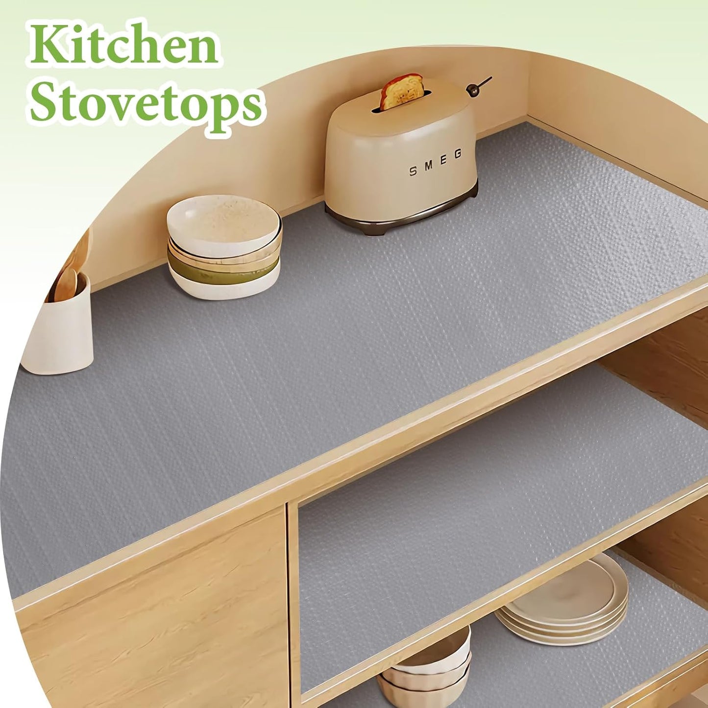 Shelf Liners for Kitchen Cabinets 23.6in x 30FT Non Adhesive Drawer Liner Grey Thickened Shelf