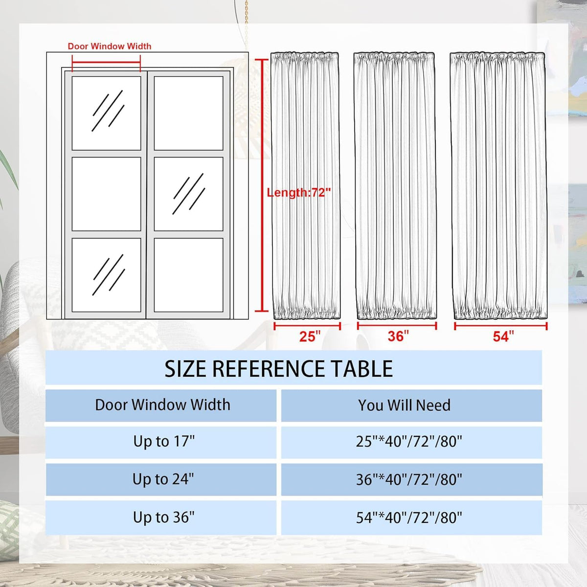 DWCN French Door Curtains – Rod Pocket Thermal Blackout Curtain for Doors with Glass Window