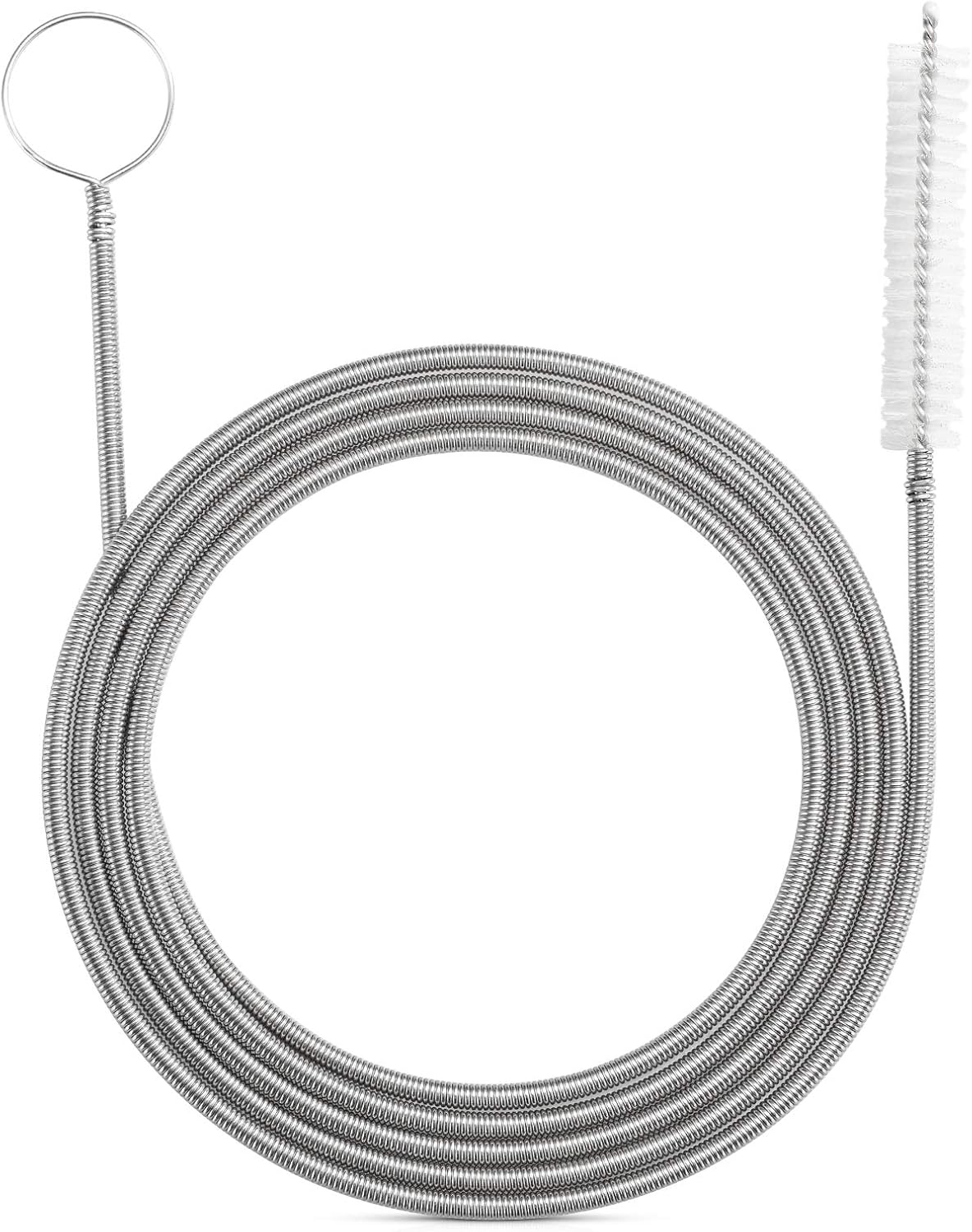 Extra-Thick Drain Brush with Stronger Spring 61-Inch Stainless Steel and Nylon Pipe Cleaner for