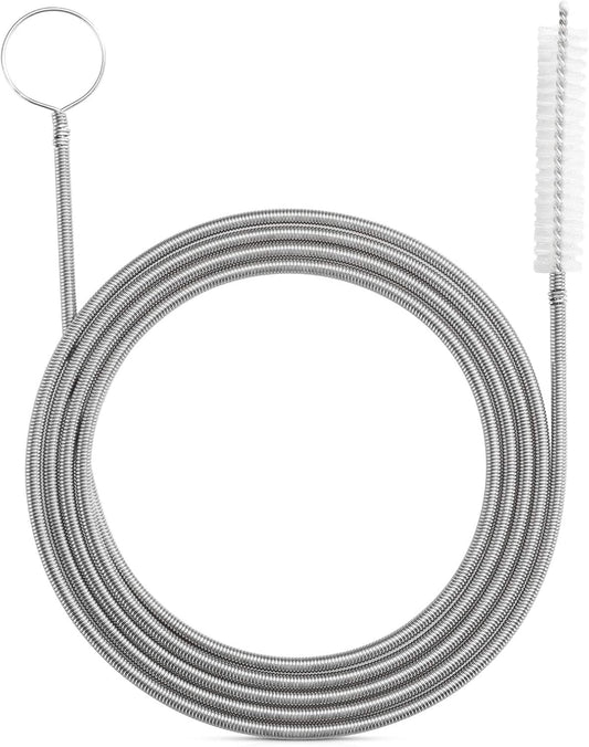 Extra-Thick Drain Brush with Stronger Spring 61-Inch Stainless Steel and Nylon Pipe Cleaner for