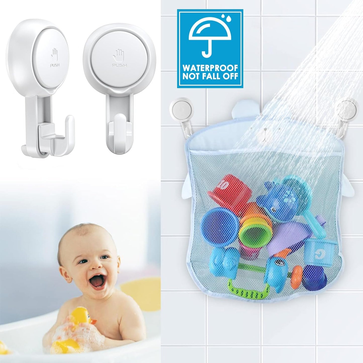 LUXEAR Suction Hooks Powerful Suction Cup Hooks Vacuum Suction Holder Heavy Duty Shower Suction