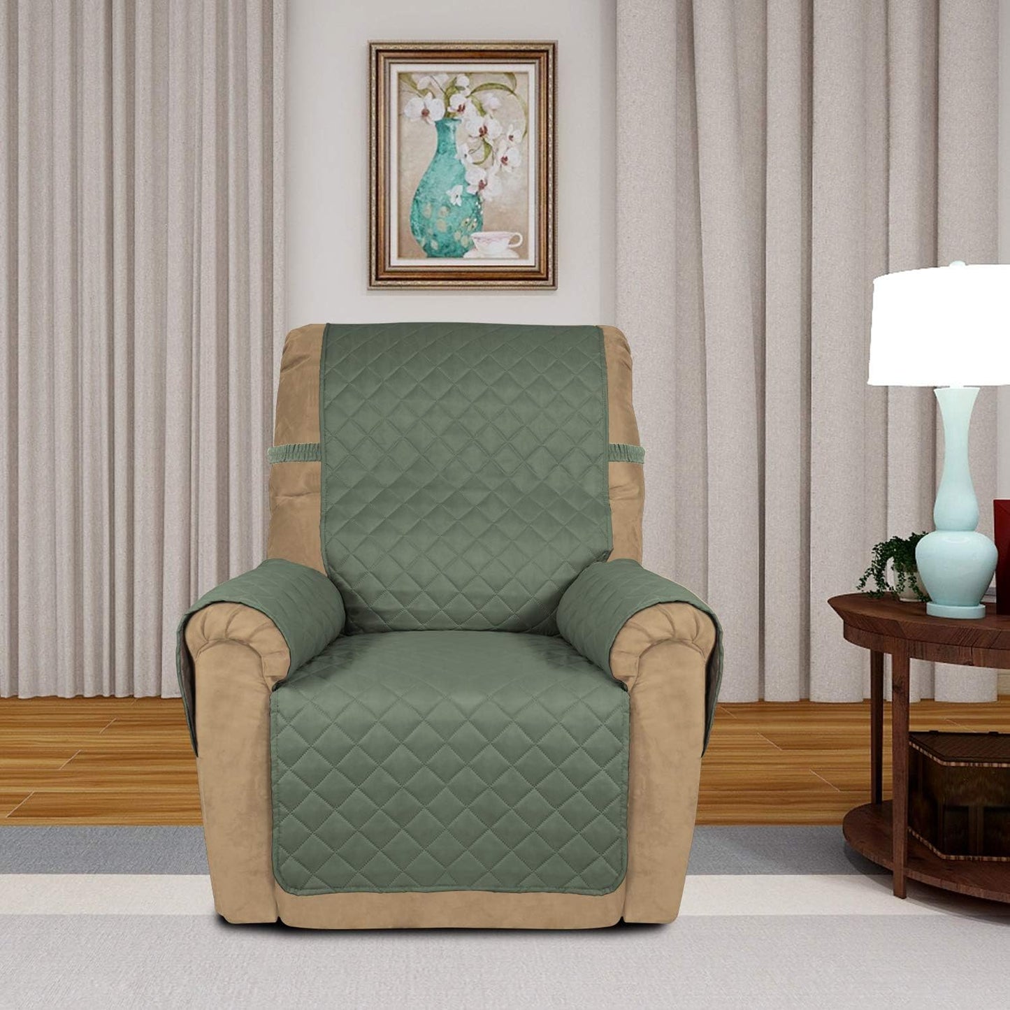 PureFit Reversible Quilted Recliner Sofa Cover, Water Resistant Slipcover Furniture Protector