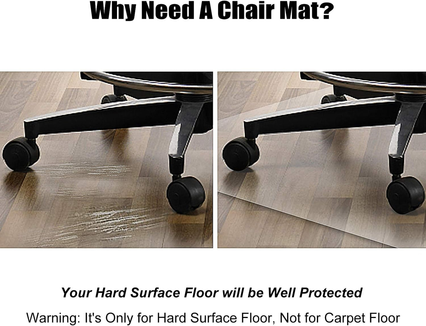 Azadx Office Chair Mat for Hardwood Floor and Tile Floor 30 x 48'', Plastic Mat for Office Chair