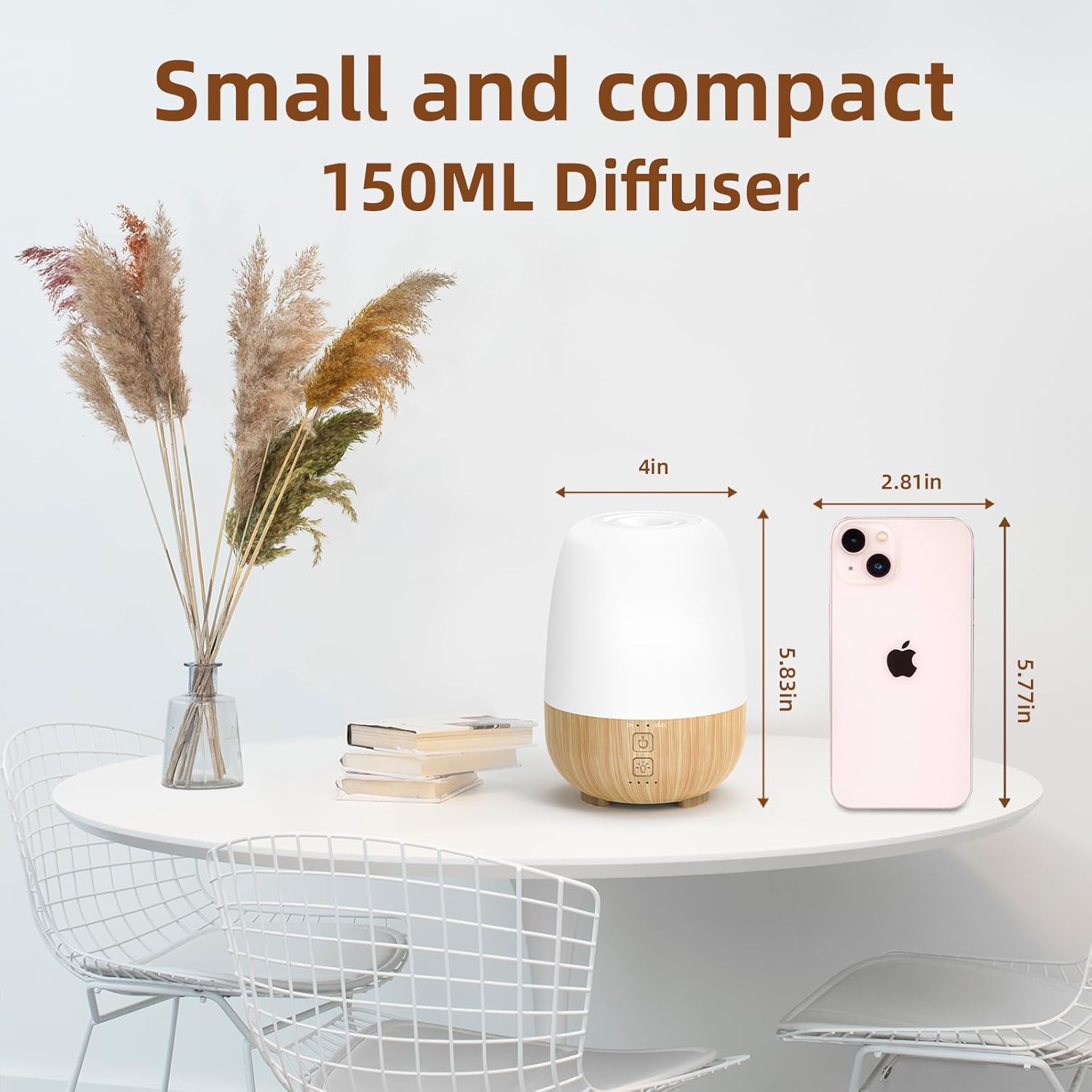 150ML Cordless Essential Oil Diffuser, Built-in 6000mAH Rechargeable Battery, 7-Hour Runtime, 7 LED
