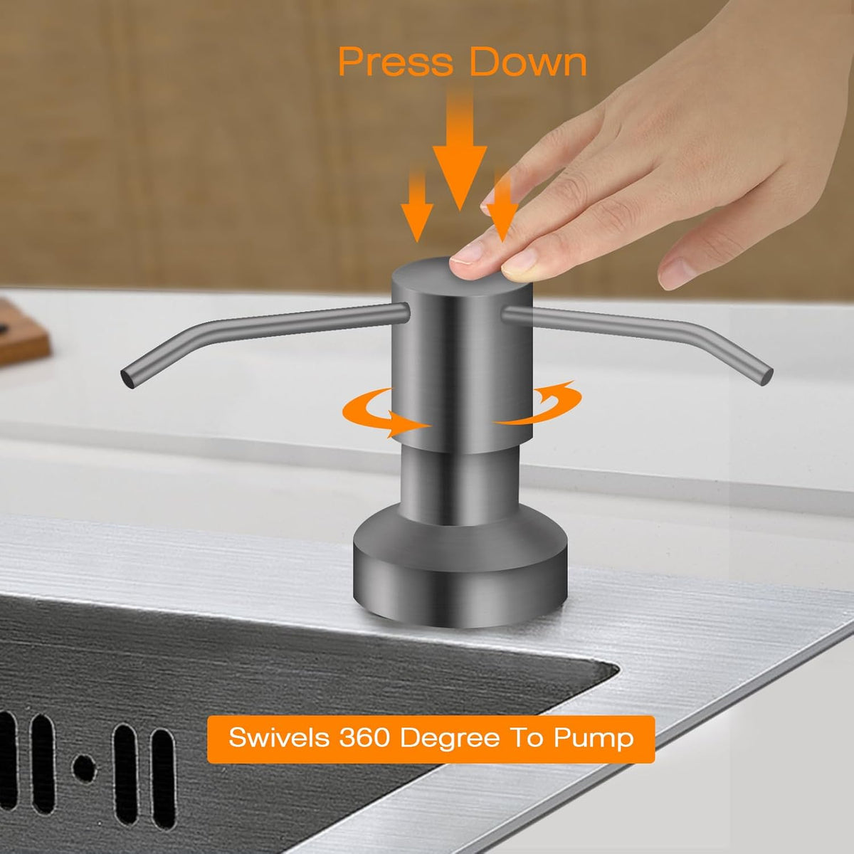 Sink Soap Dispenser for Kitchen Sink, Countertop Built in Sink Soap Dispenser with 47” Extension