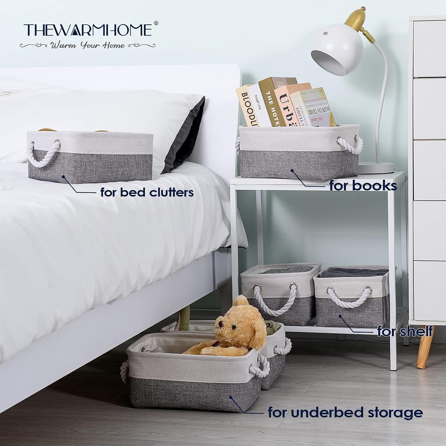 TheWarmHome Small Storage Baskets for Organizing,Storage Baskets for Shelves,Small Fabric Storage