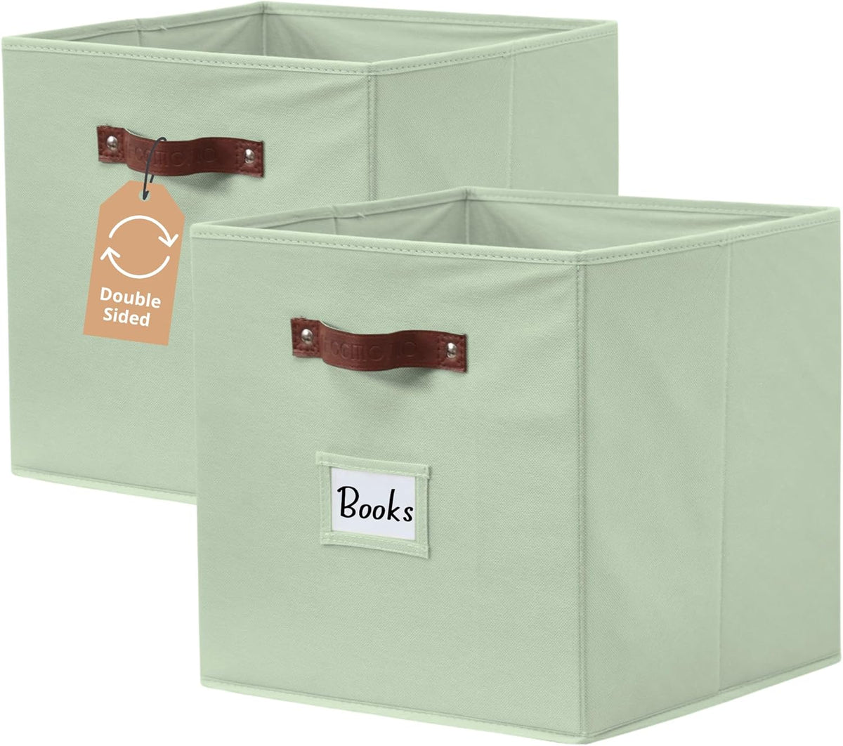 DECOMOMO Storage Bins, Cube Storage Bin with Labels, Fabric Storage Cubes for Shelves (10.5" x 11"