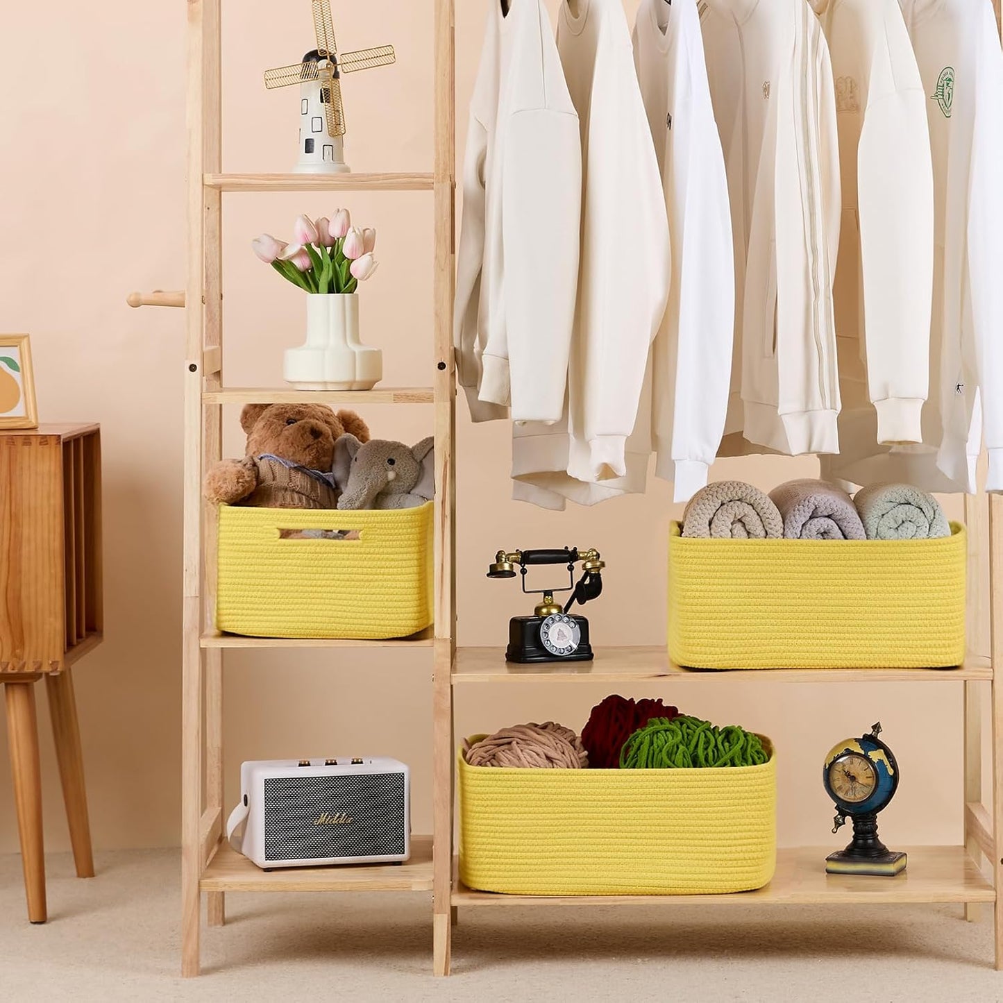 Large Storage Baskets for Shelves, Closet Organizers Bins for Clothes Blanket Towels, Baby Nursery