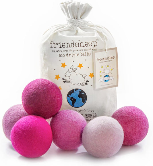 Friendsheep Wool Dryer Balls 6 Pack XL Organic Premium Reusable Cruelty Free Handmade Fair Trade No