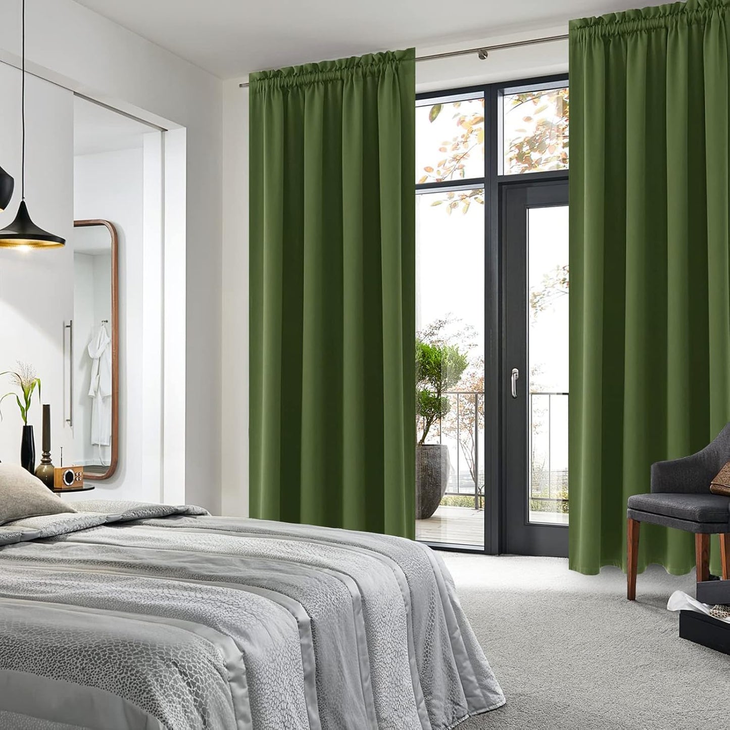 DWCN Blackout Curtains Room Darkening Thermal Insulated Bedroom Curtains Window Curtain Panels, 52