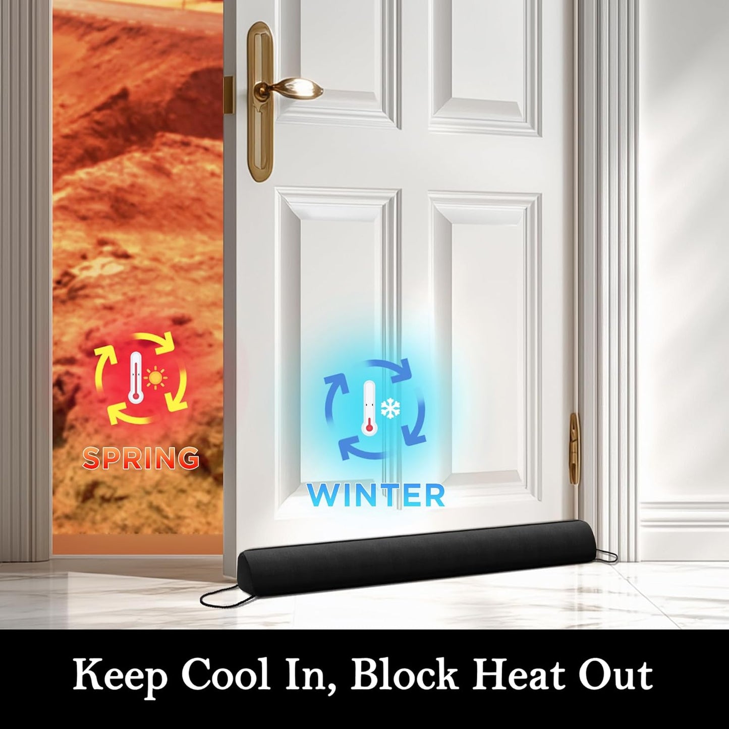 Sunolga 38" Door Draft Stopper Blocks Hot and Cold Air with Removable Washable Cover for Gaps Up to