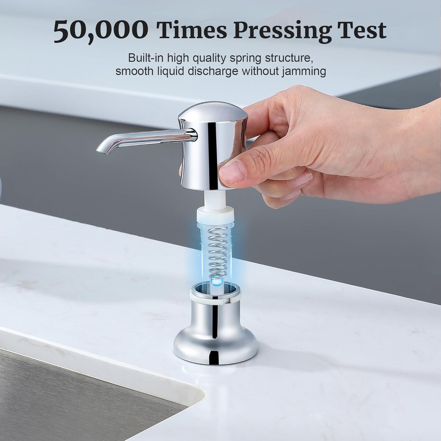 Sink Soap Dispenser for Kitchen Sink Chrome Upgrade with 40" Silicone Extension Tube Kit, Connect