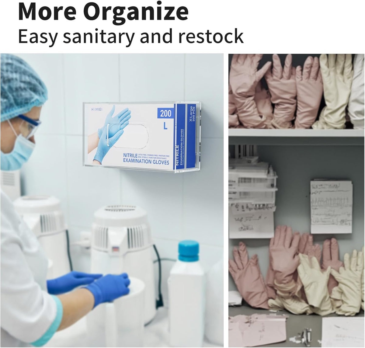 HIIMIEI Glove Holder for Wall Mount: Magnetic Gloves Box Holder, Acrylic Disposable Rubber Latex