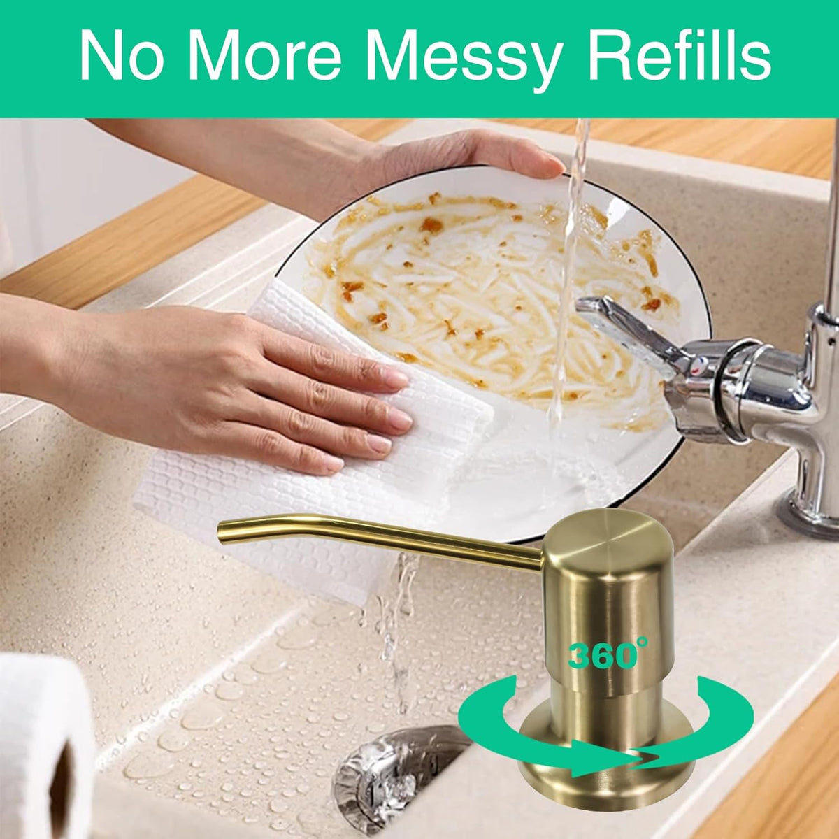 Soap Dispenser for Kitchen Sink, Built in Sink Soap Dispenser, Countertop Soap Dispenser Pump with