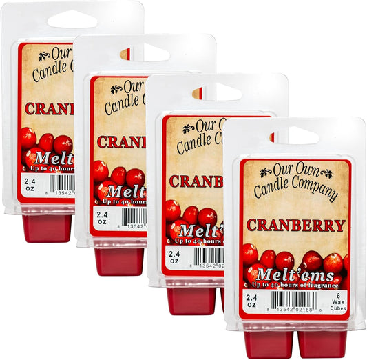 Our Own Candle Company Premium Wax Melt, Cranberry Scent, 6 Cubes, Handmade in The USA, 24 Cubes (4