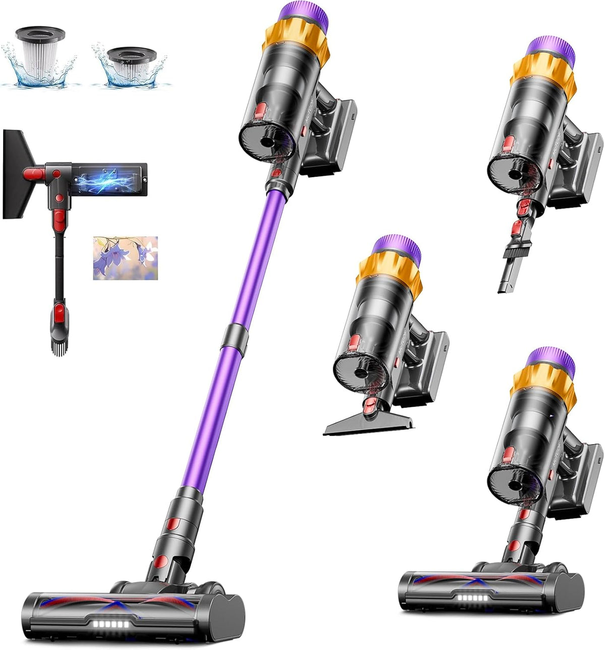 Cordless Vacuum Cleaner, 580W 48KPA 70 Mins Vacuum Cleaners for Home, Self-Standing Cordless Vacuum