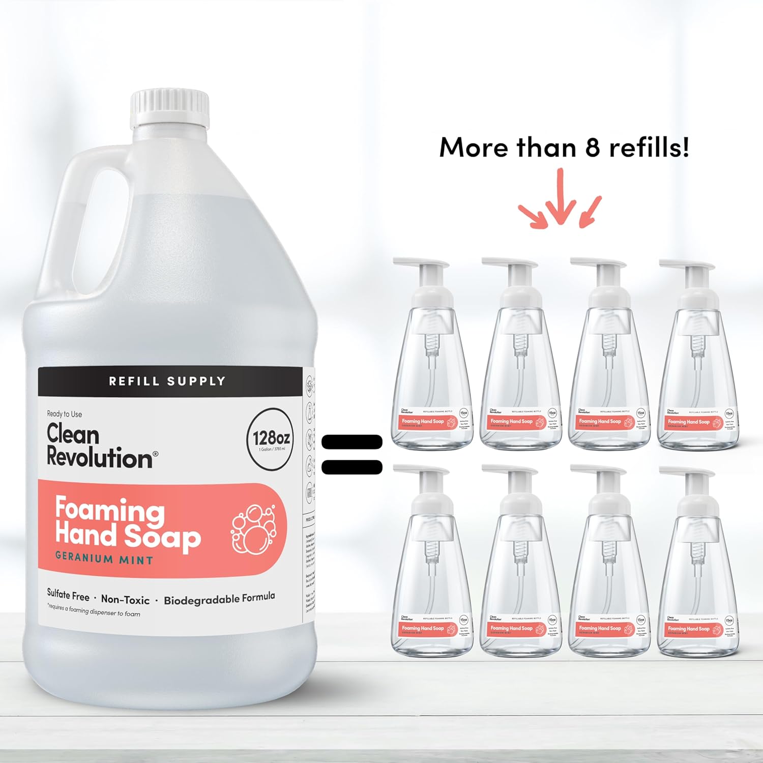 Clean Revolution Foaming Hand Soap, Gentle, Moisturizing, Ready To Use Formula, Real Essential