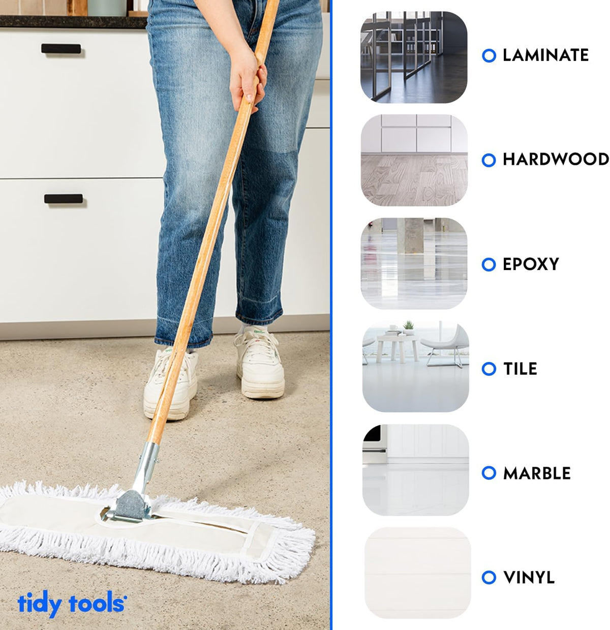 Commercial Dust Mop & Floor Sweeper, 48 in. Dust Mop for Hardwood Floors, Cotton Mop Head, Wooden