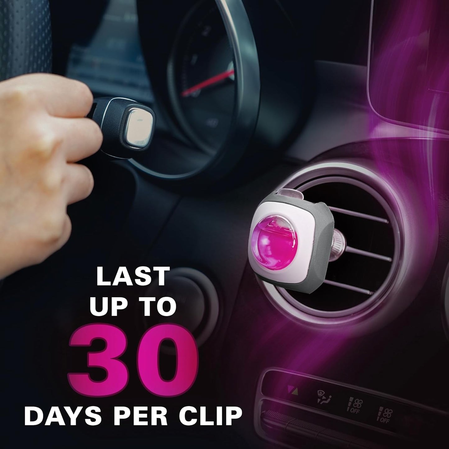 Air Jungles Flora Bliss Scent Car Air Freshener Clip, 6 Vent Clips, 4ml Each, Long Lasting Air