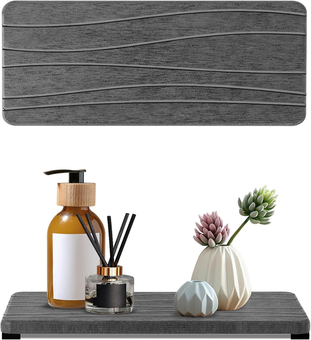 2PCS Water Absorbing Stone Tray, Fast Drying Stone Sink Tray, Water Absorbent Diatomite Trays