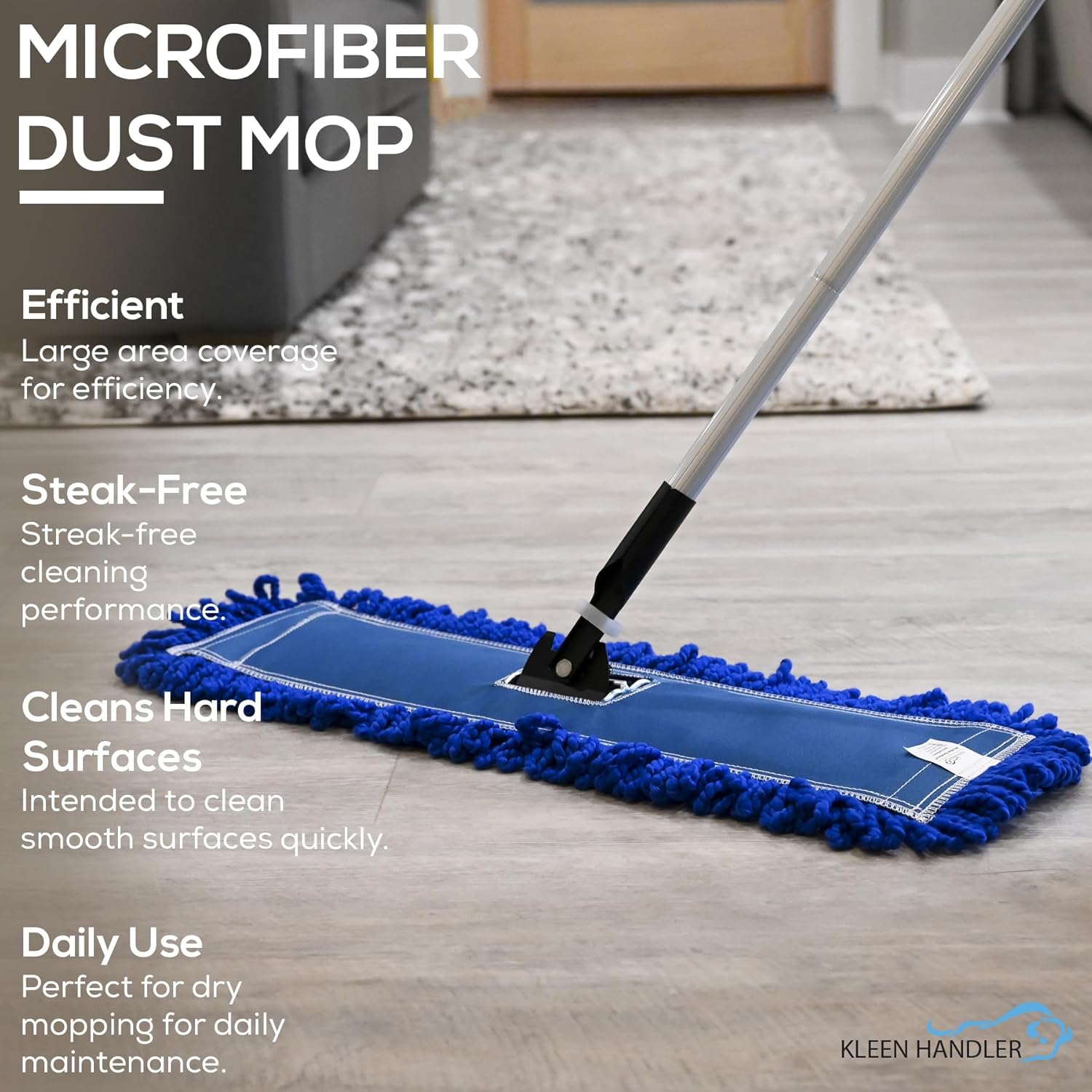 KLEEN HANDLER 24 Inch Microfiber Dust Mop, Medium Washable Commercial, Sweeper, Janitorial Head