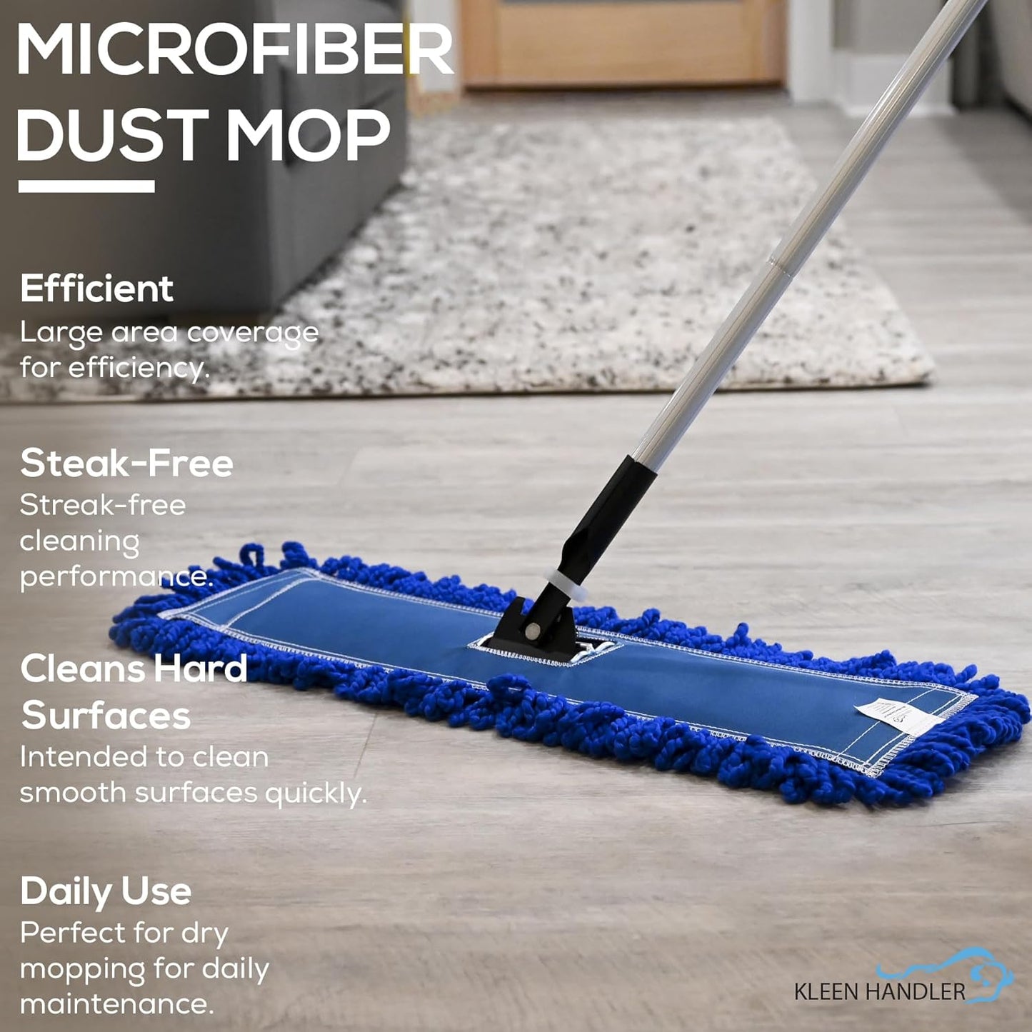 KLEEN HANDLER 24 Inch Microfiber Dust Mop Bulk Pack of 12, Medium Washable Commercial Dust Mop