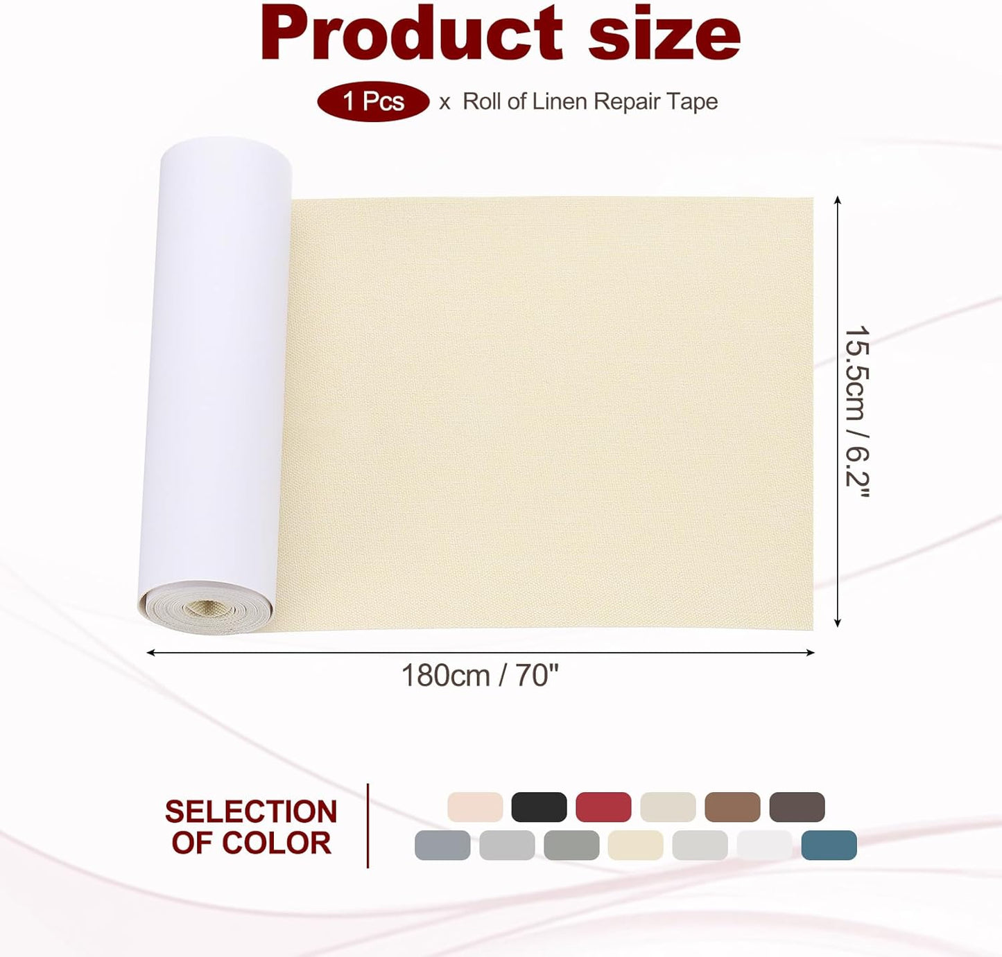 PATIKIL 70x6.2 Inch Linen Repair Tape, Repair Fabric Patch Self Adhesive Couch Patch Line Repair