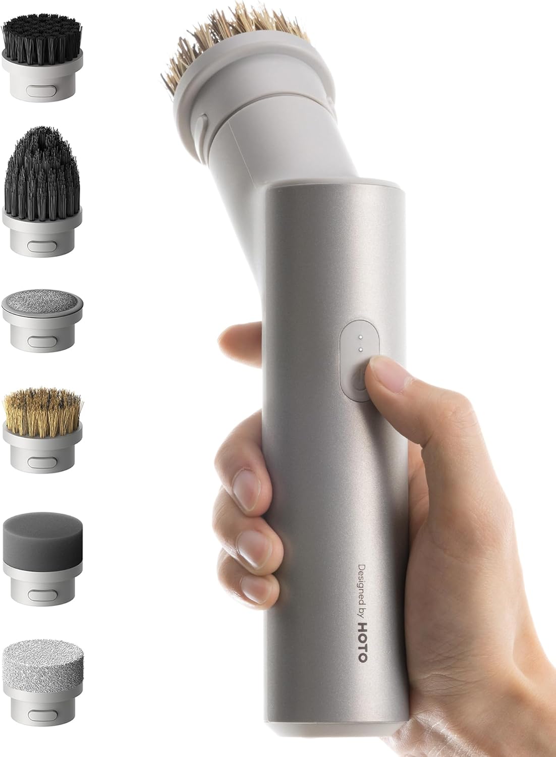 HOTO Handheld Short-Handle Electric Spin Scrubber, IPX7 Waterproof Cordless Scrubber Brush