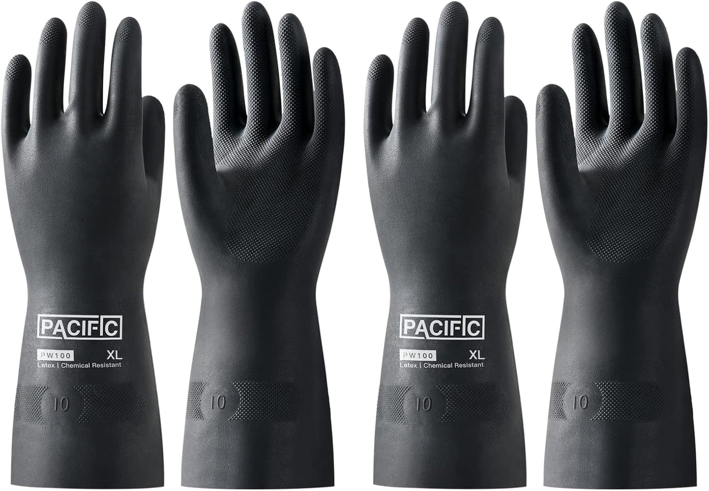 PACIFIC PPE 2 Pairs Chemical Resistant Gloves, Heavy Duty Industrial Rubber Gloves, Resist Acid