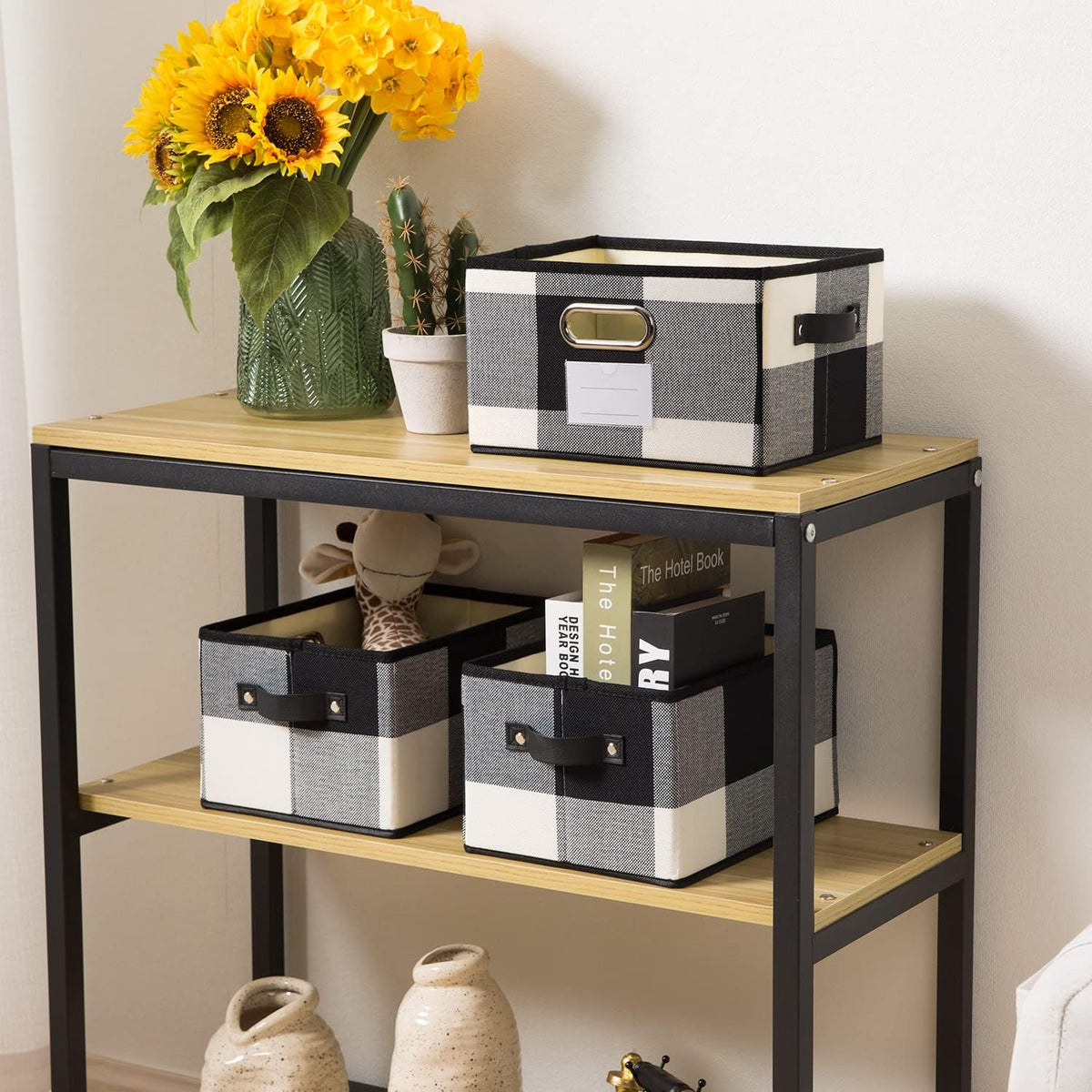 PRANDOM Fodable Storage Bins for Closet [3-pack] Decorative Fabric Storage Baskets Cubes with