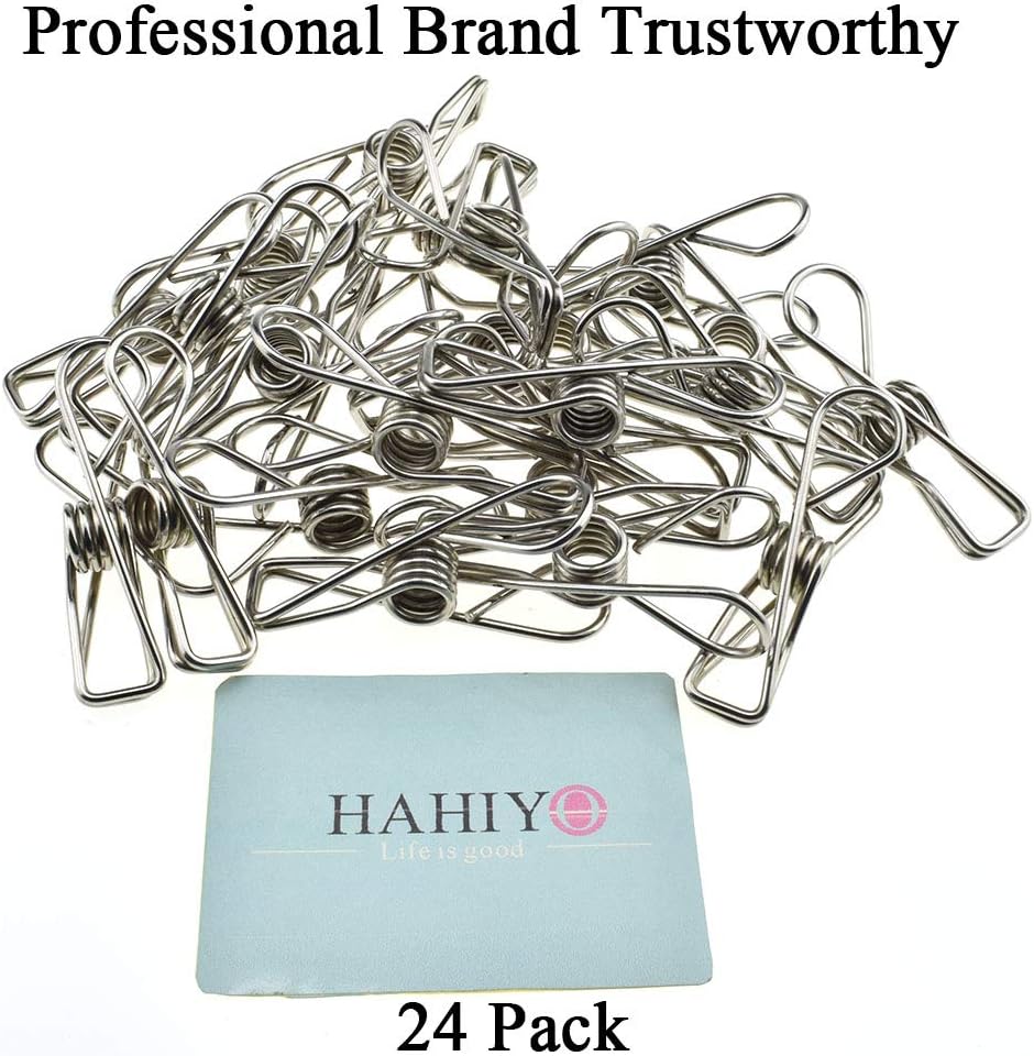 HAHIYO Clothespins Chip Clips All Metal Stainless Steel No Rust Stains Strong Grip in Heavy Wind 2