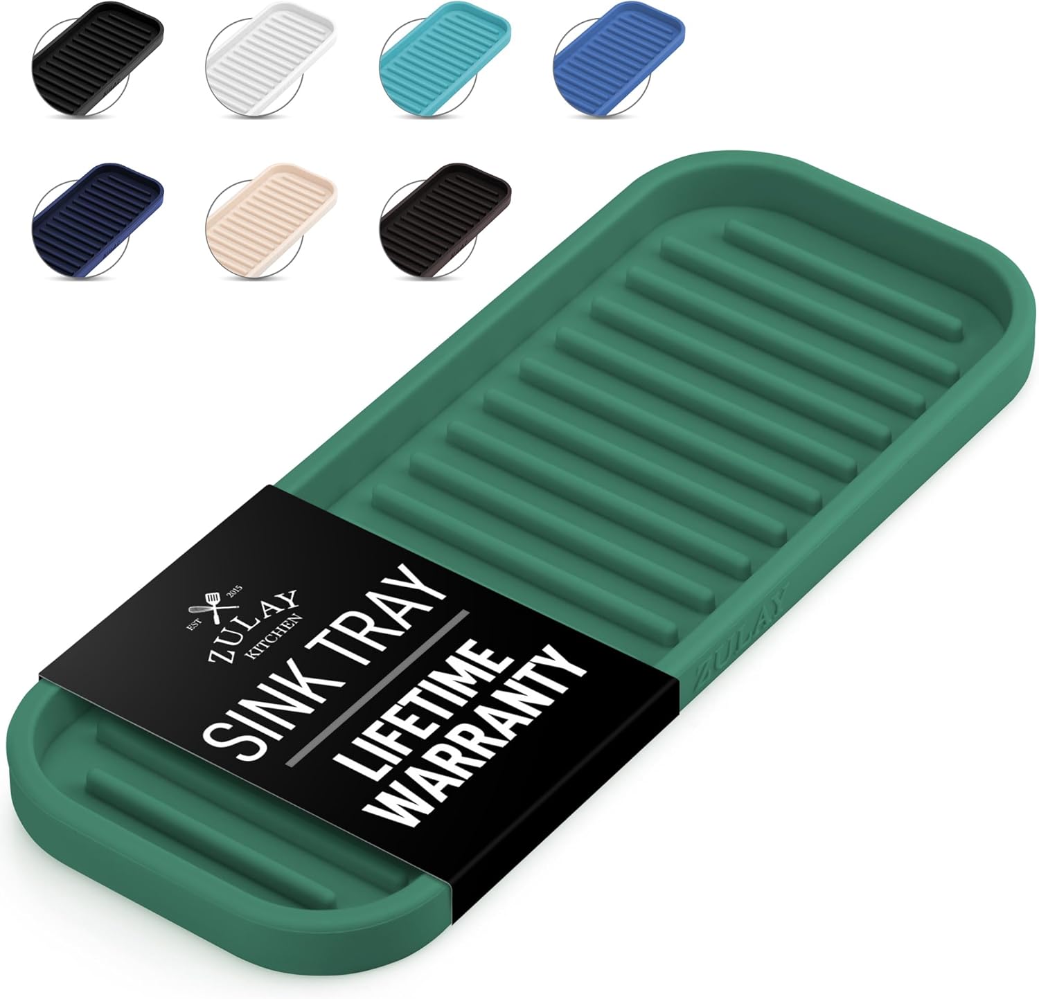 Zulay Kitchen (9x3.5) Silicone Sponge Holder for Kitchen Sink - Flexible Multipurpose Soap Tray