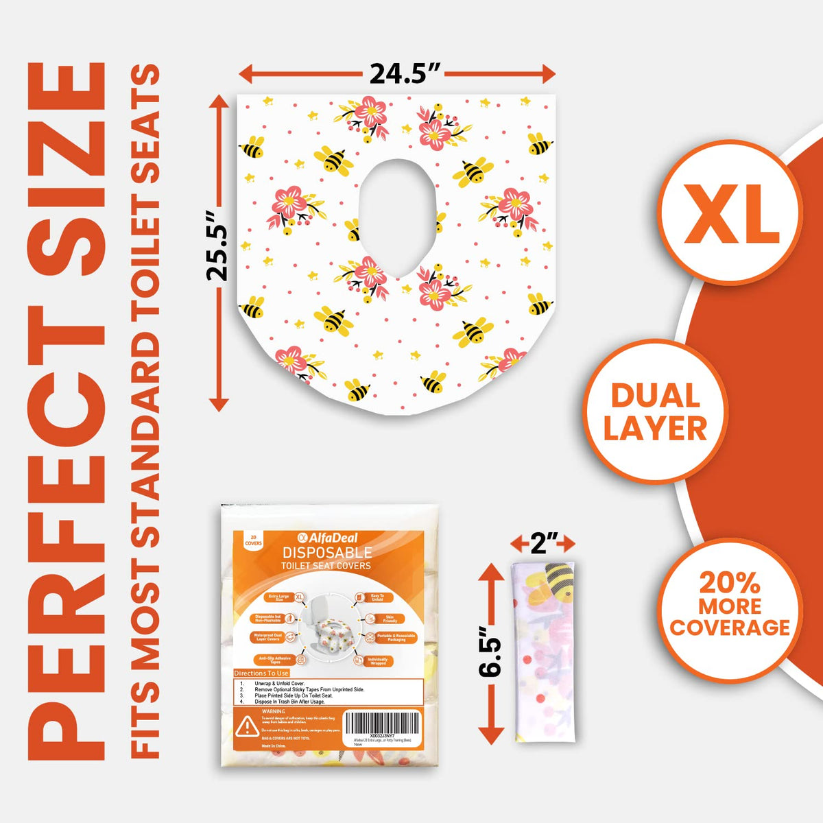20 Extra Large Toilet Seat Covers Disposable for Kids & Adults-Toilet Covers Disposable for