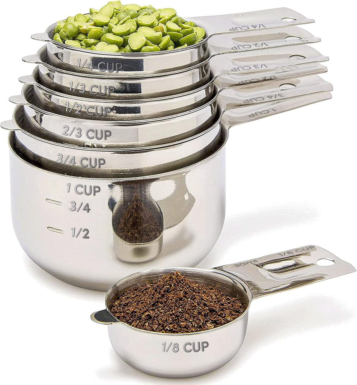 Simply Gourmet Measuring Cups Set of 7, Stackable, 304 Premium Stainless Steel, Kitchen Gadgets for
