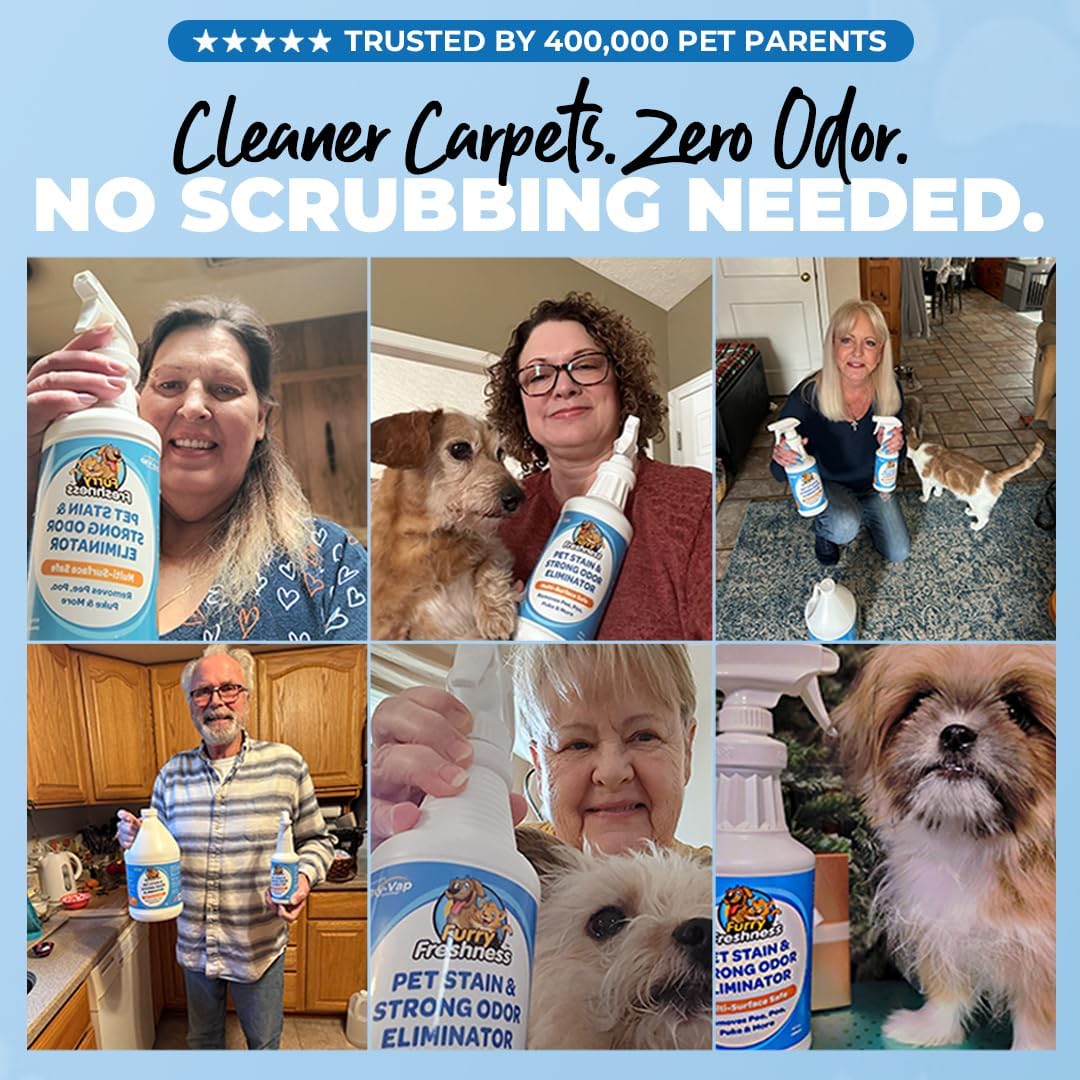 FurryFreshness Extra Strength Cat or Dog Pee Stain & Permanent Odor Remover + Smell Eliminator