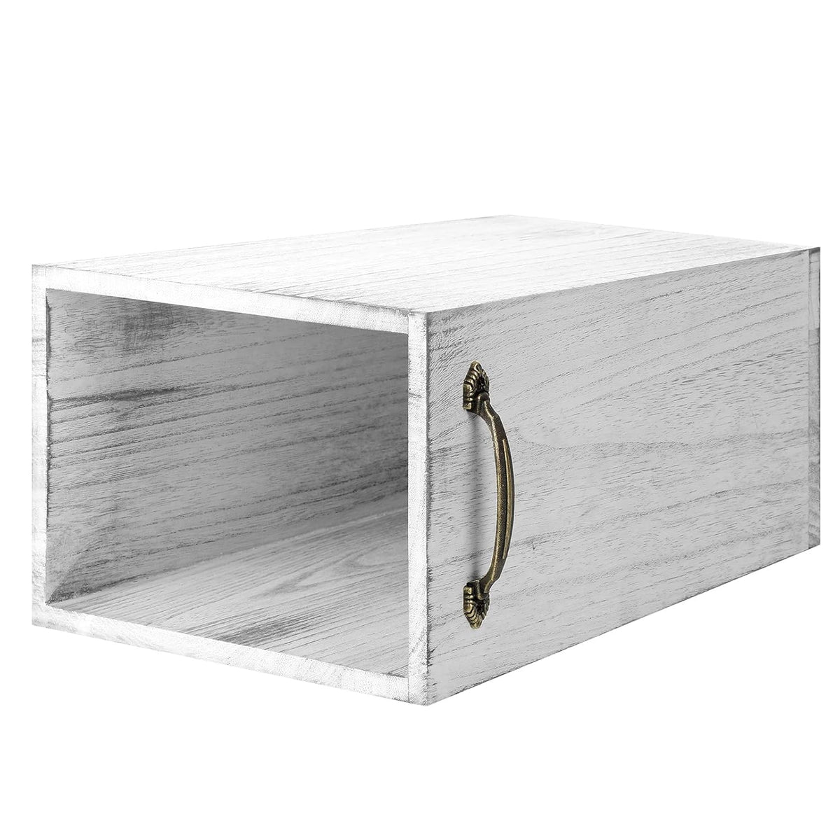 Wood Wastebasket Trash Can Rustic Farmhouse Square Garbage Container Bin with Decorative Metal