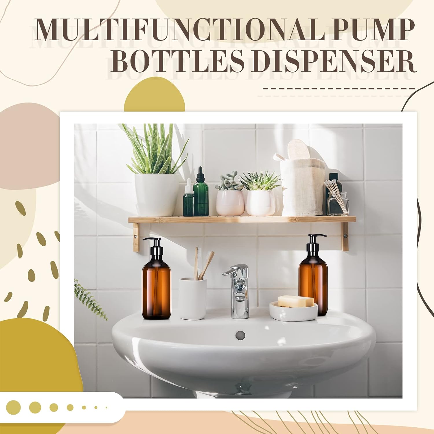 Tessco for you 12 Pack Amber Soap Dispenser Empty Plastic Pump Bottles Dispenser Refillable Shampoo