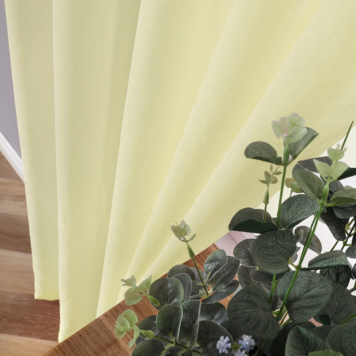 Tollpiz Short Sheer Curtain Linen Textured Bedroom Curtains Sheer Light Filtering Rod Pocket Voile