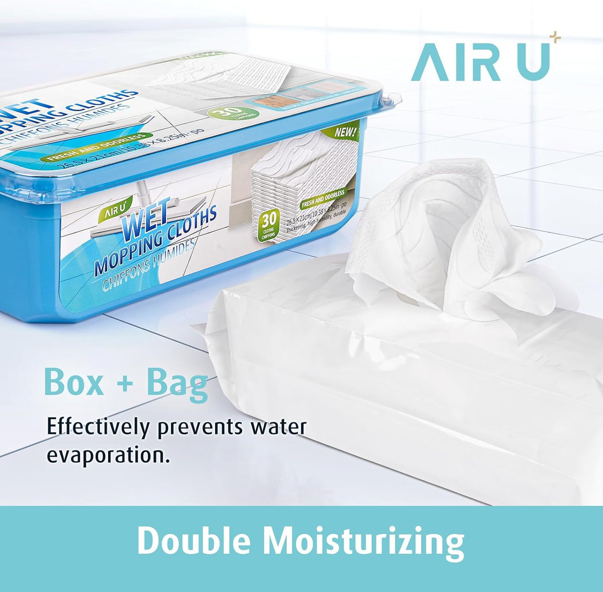 AIR U+ Wet Pads Refill for Swiffer Sweeper Wet Mopping Cloth, Unscented Disposable Floor Cleaning
