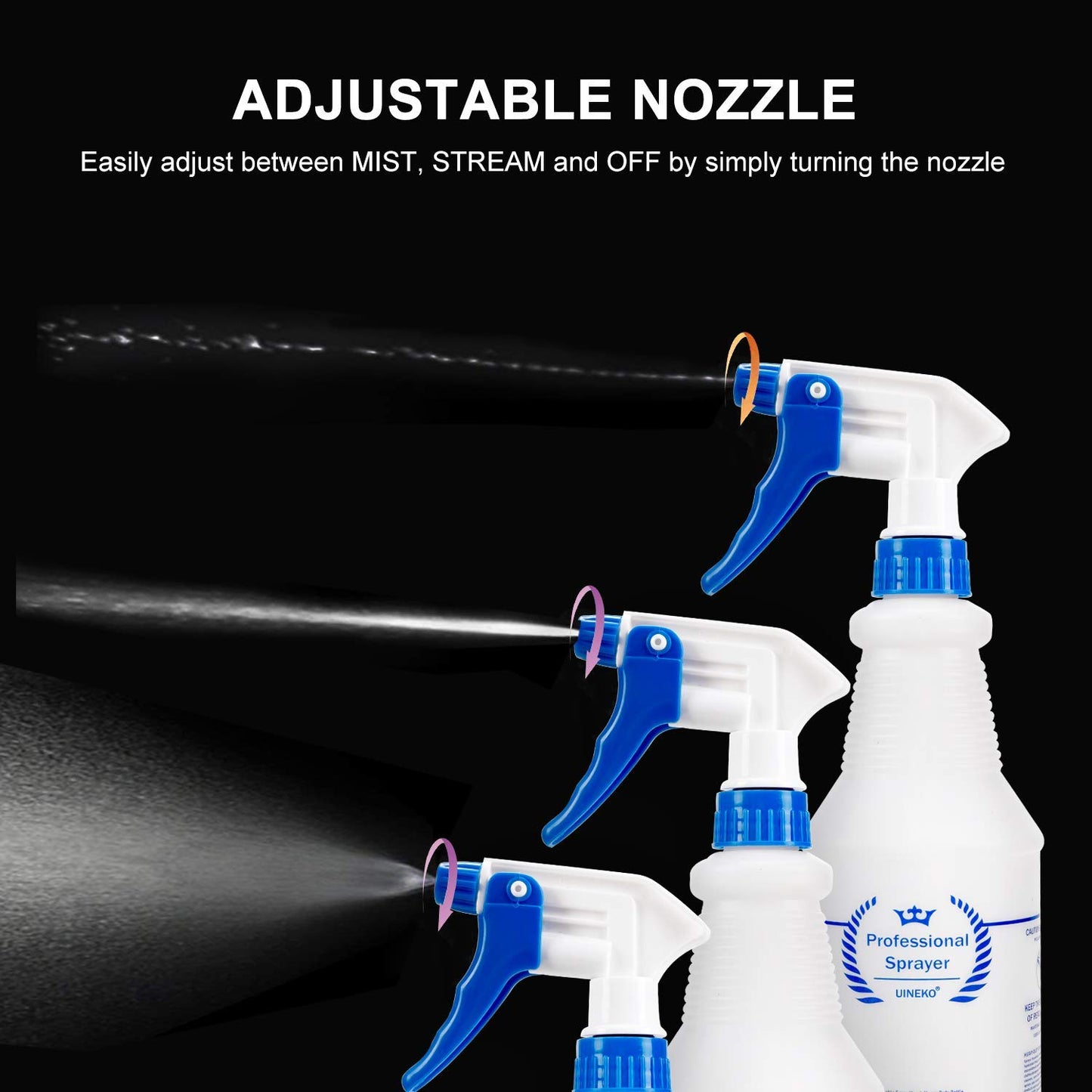 Plastic Spray Bottle 2 Pack, 32 Oz, All-Purpose Heavy Duty Spraying Bottles Leak Proof Mist Empty
