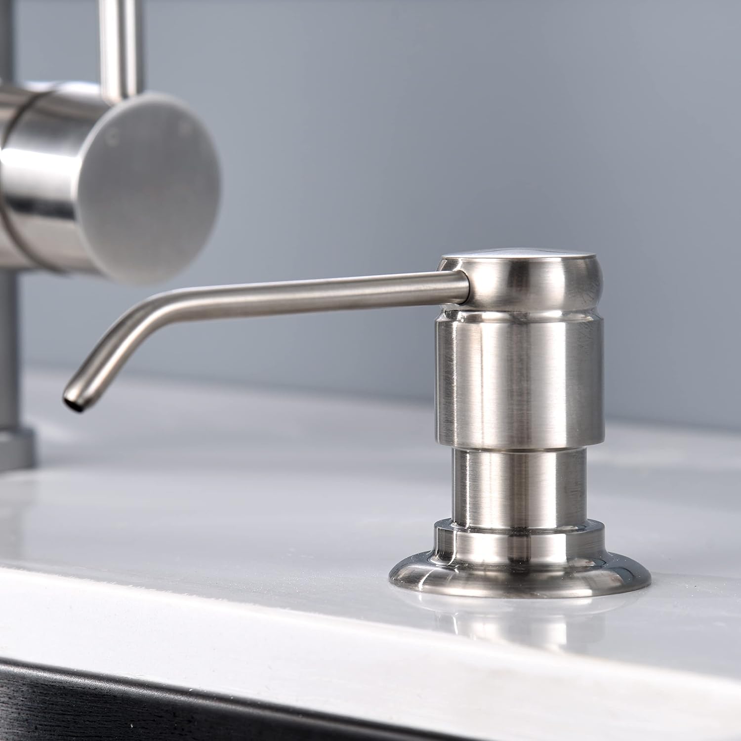 GAGALIFE Soap Dispenser for Kitchen Sink (Brushed Nickel) and Extension Tube Kit, Complete Brass
