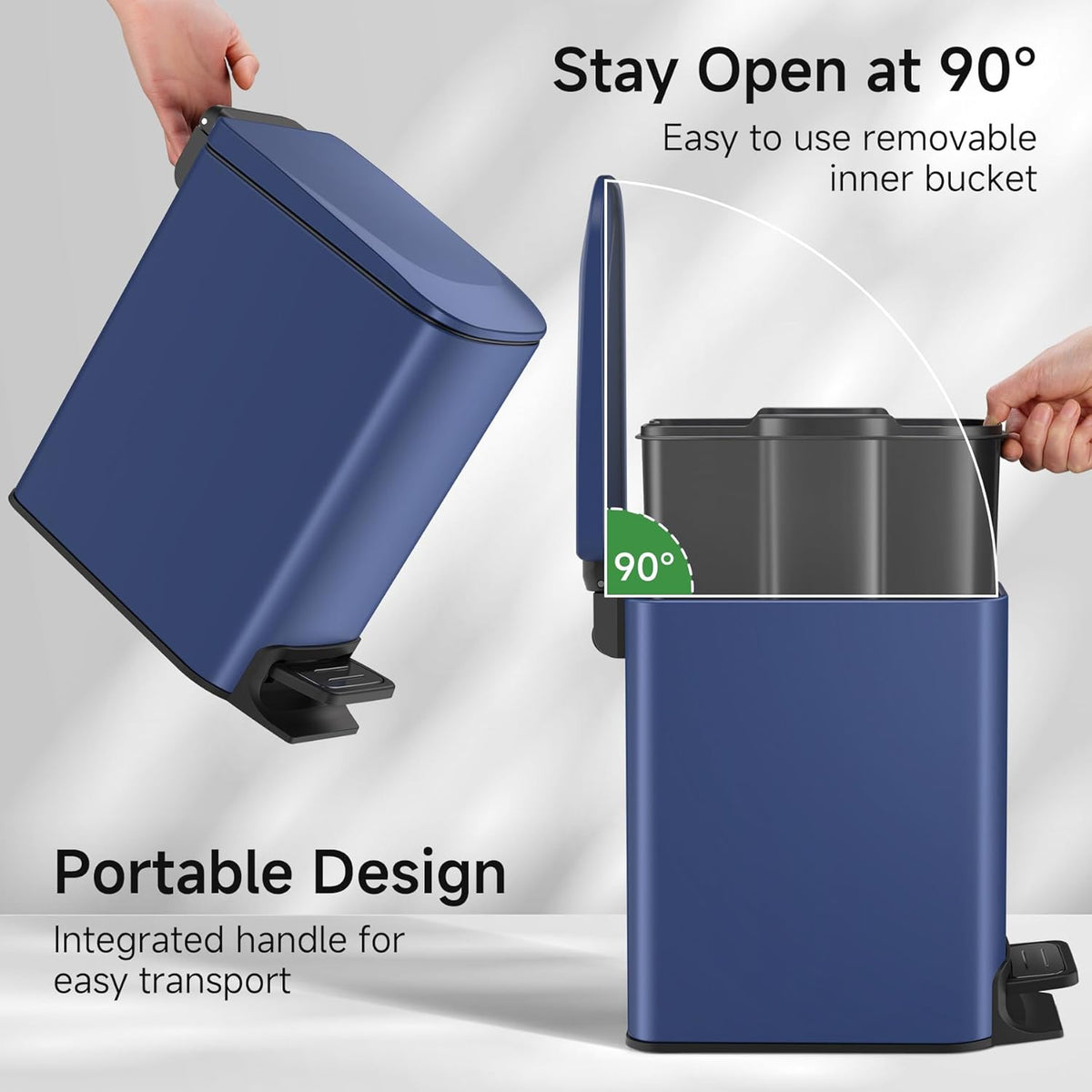 TIPGO Slim Bathroom Trash Can with Lid Soft Close, Step Pedal, 6 Liter / 1.6 Gallon Stainless Steel