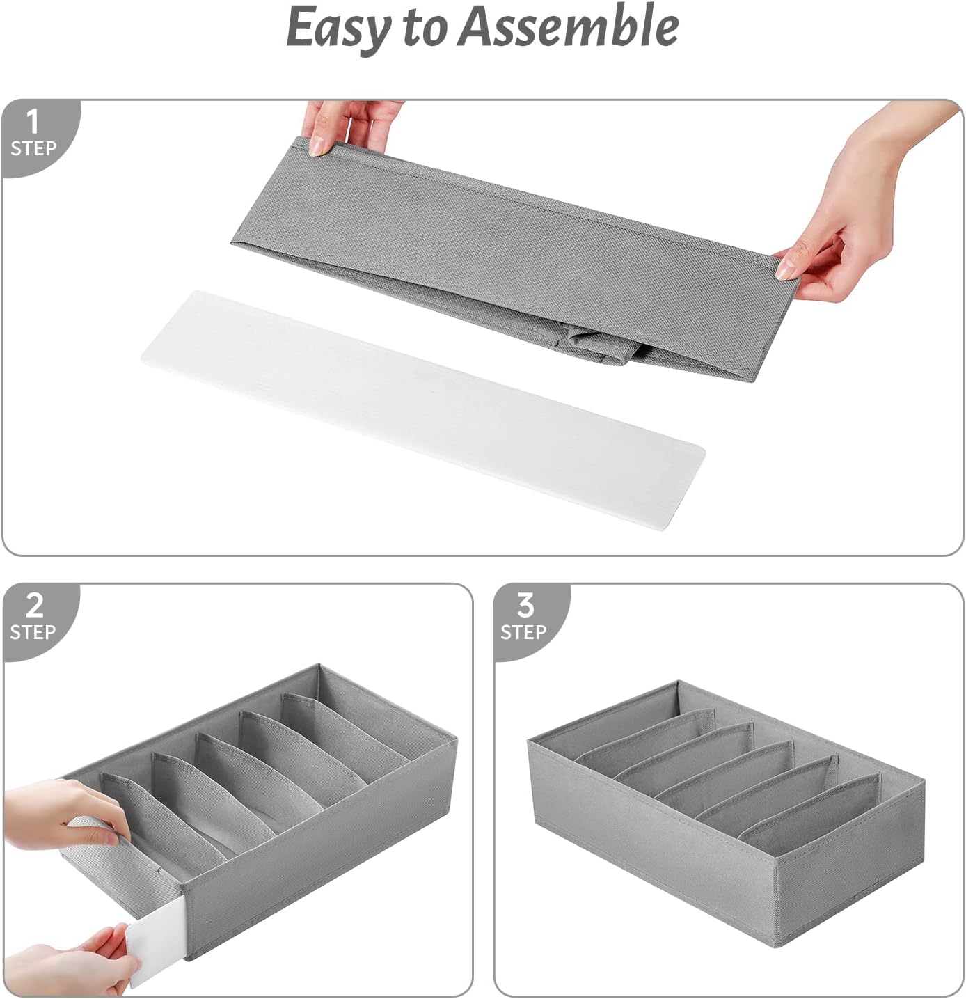 4 Packs T-shirt Drawer Organizers for Clothing,6 Grids Compartment Wardrobe Storage Box, Washable